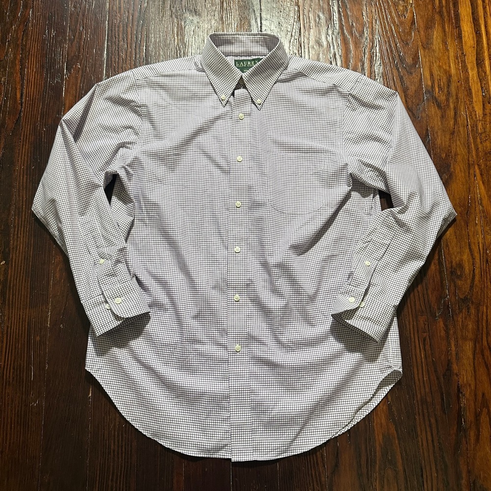Lauren Ralph Lauren Dress‎ Shirt Mens 15.5 - 32/33 Purple Window Pane Plaid